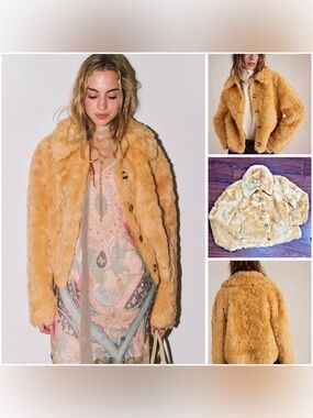 NWT Free People Alice Throw-On Faux Fur Jacket – Apricot Sherbet. Size Small